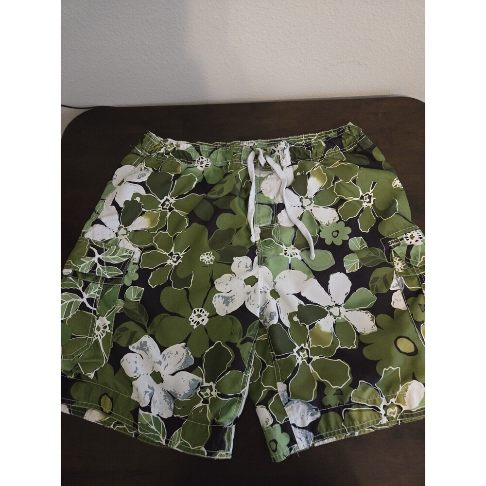 Ocean Pacific Board Shorts Green Floral Swim Trunks Pockets Mens XXL